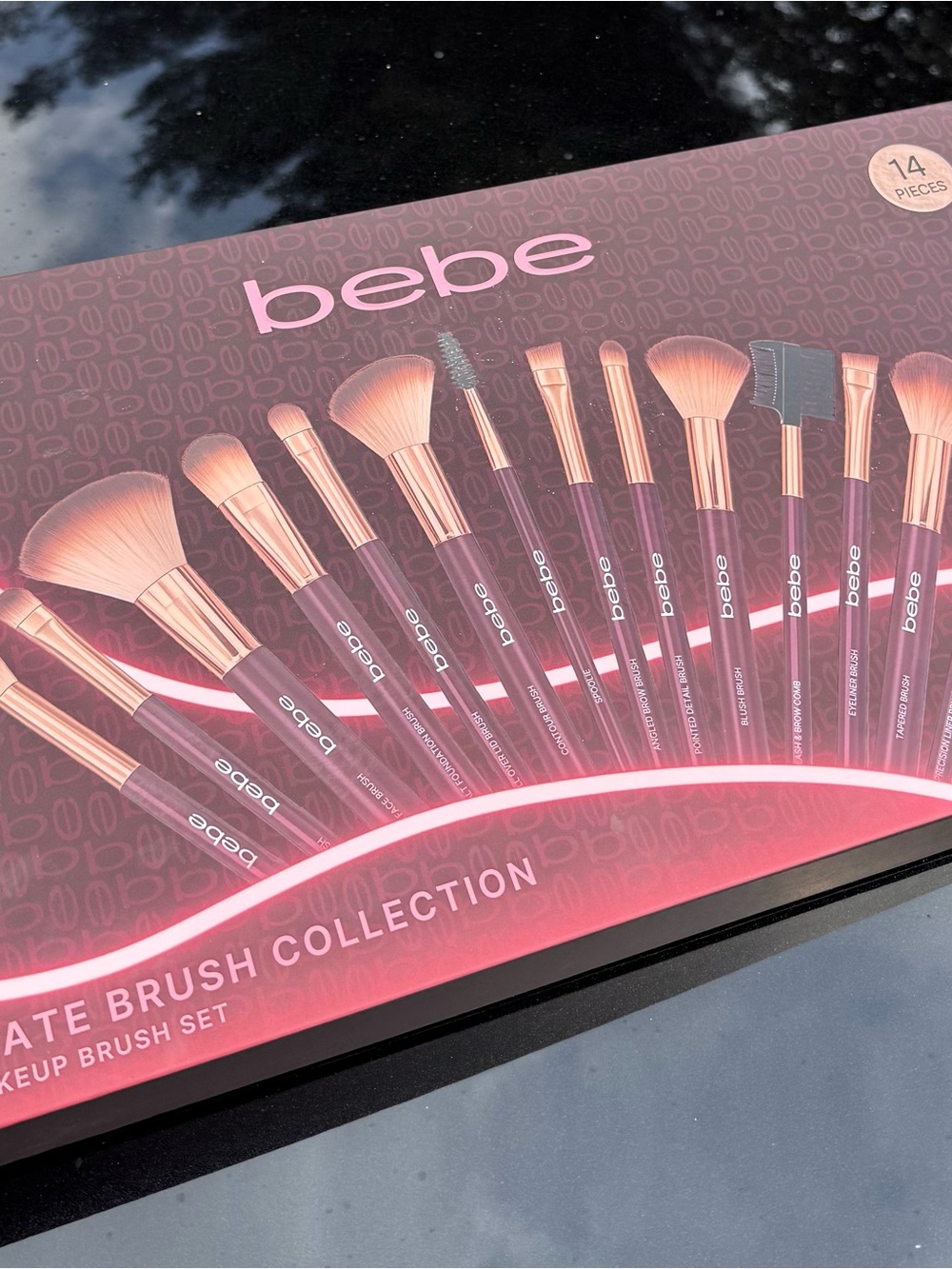 bebe Plum Handle Makeup Brush Set with Rose Gold Ferrules